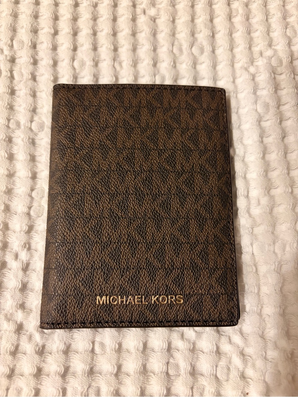 Michael Kors Brown/Gold Signature Passport/Card Holder